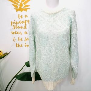 VINTAGE HEAD Sportswear Wool Blend 80’s 90’s Ski Sweater Mint Green Cream Medium